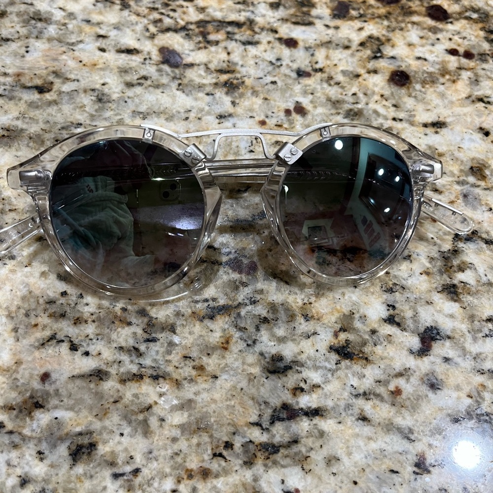 KREWE Clear Frame Sunglasses with Black Lenses